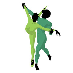 African American Ballet Couple Illustration Silhouette © Kathy Gold