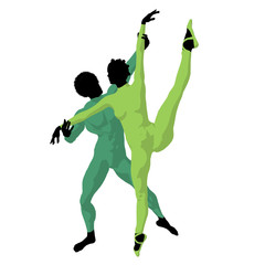 African American Ballet Couple Illustration Silhouette © Kathy Gold