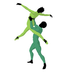 African American Ballet Couple Illustration Silhouette © Kathy Gold