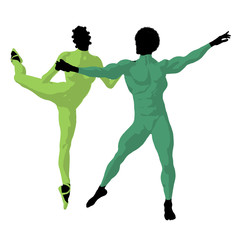 African American Ballet Couple Illustration Silhouette © Kathy Gold