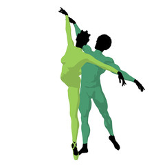 African American Ballet Couple Illustration Silhouette © Kathy Gold