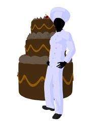 African American Chef Art Illustration Silhouette