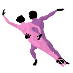 Fototapeta na wymiar Ballet Couple Illustration Silhouette