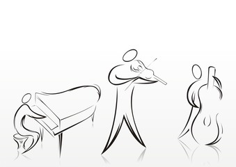 Silhouettes of people. music.