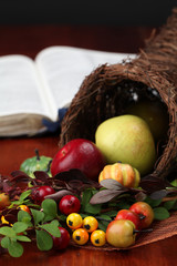 Thanksgiving cornucopia and the Bible