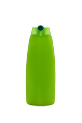 Green cosmetic bottle isolated on the white