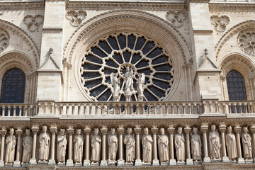 Fototapeta na wymiar Notre Dame of Paris: main facade close up