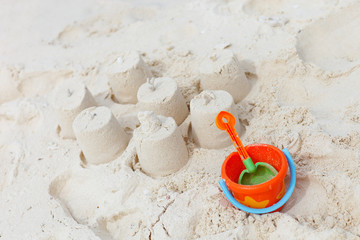 Beach toys on tropical beach