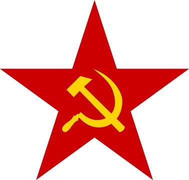 Etoile rouge symbole du communisme avec faucille et marteau