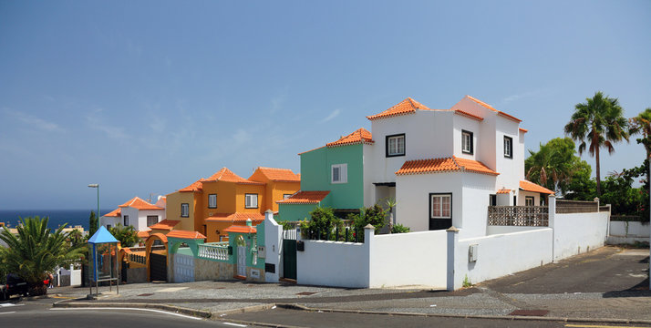 Tenerife Canary Islands houses villas Spain street architecture colorful summer travel vacation holiday tropical neighborhood Tenreife Islans