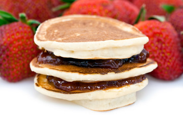 Pancakes à la confitures de fraise