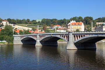 Naklejka premium An old bridge in central Prague, Czech.