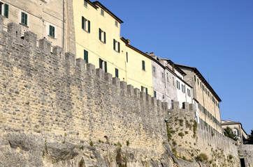 Fototapeta na wymiar Houses surrounded with ramparts, Republic of San Marino