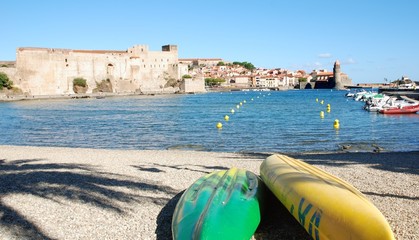 Collioure, vue de la plage du Boutigue