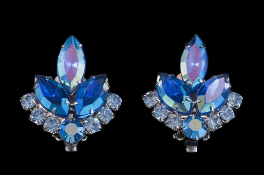 Vintage Blue Clip On Earrings