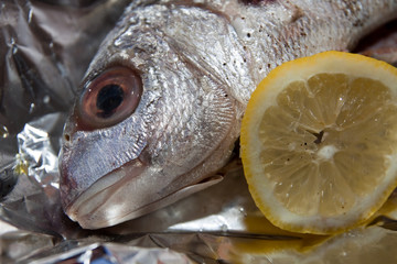 Bream in foil ready to cook