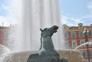 Horse statue in a Fountain, Nice, France