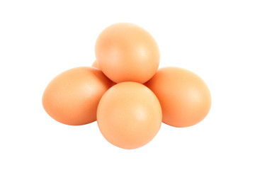 Group of brown hen's eggs isolated on white