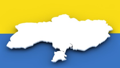 Landkarte Ukraine mit Flagge