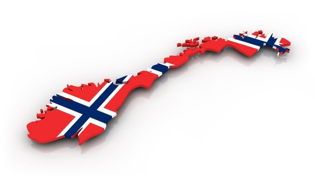 Landkarte Norwegen mit Flagge