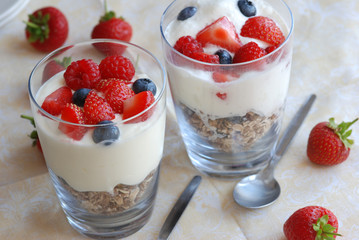 Muesli with yogurt and fresh berries