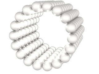 Reflective cylinder composed from spheres on white