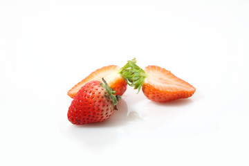 Strawberries on white background