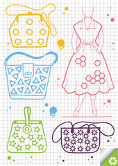 Fashion clothes vector background hand drawn