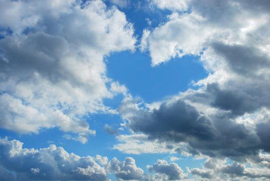cloudy sky with heart shape
