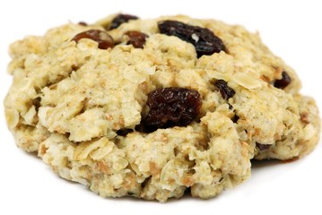 Oatmeel raisin cookie isolated on white