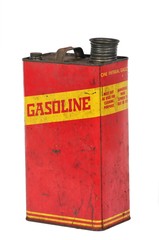 Vintage retro metalic fuel container isolated on white