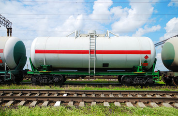 Obraz premium Oil transportation in tanks by rail