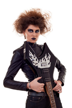 woman holding guitar