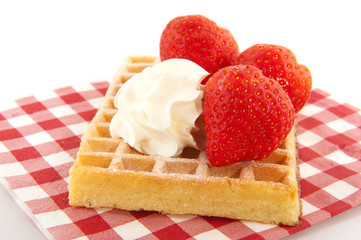 Belgium waffle with fruit