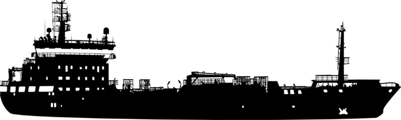 Silhouette of the sea tanker