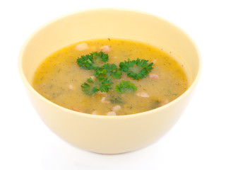 cream soup. on a white background