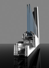 White Aluminum Window cut out with glass