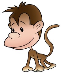 Puppy Monkey - colored cartoon illustration