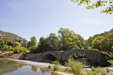 Fototapeta na wymiar Pont et château du moyen âge