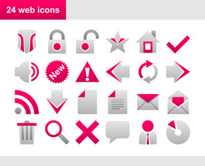 Set of 24 popular pink web icons