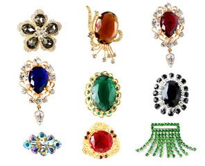 collection of vintage brooches