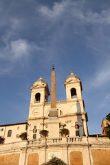 Piazza di Spagna (Spanish Steps) and church Trinita dei Monti