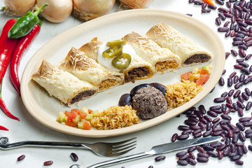 burritos with beans and rice