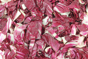 Close view of shredded radicchio