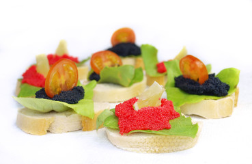 Delicious sandviches with caviar