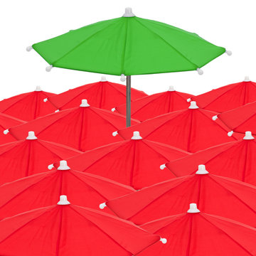 Red umbrellas