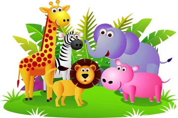 Peel and stick wall murals Forest animals Cute animal Africa