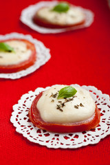 Baked tomatoes and mozzarella
