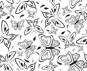 Seamless a background with black butterflies
