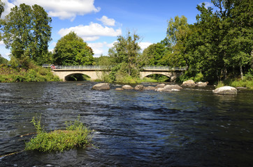 Fototapeta na wymiar Salmon rzeka stary most